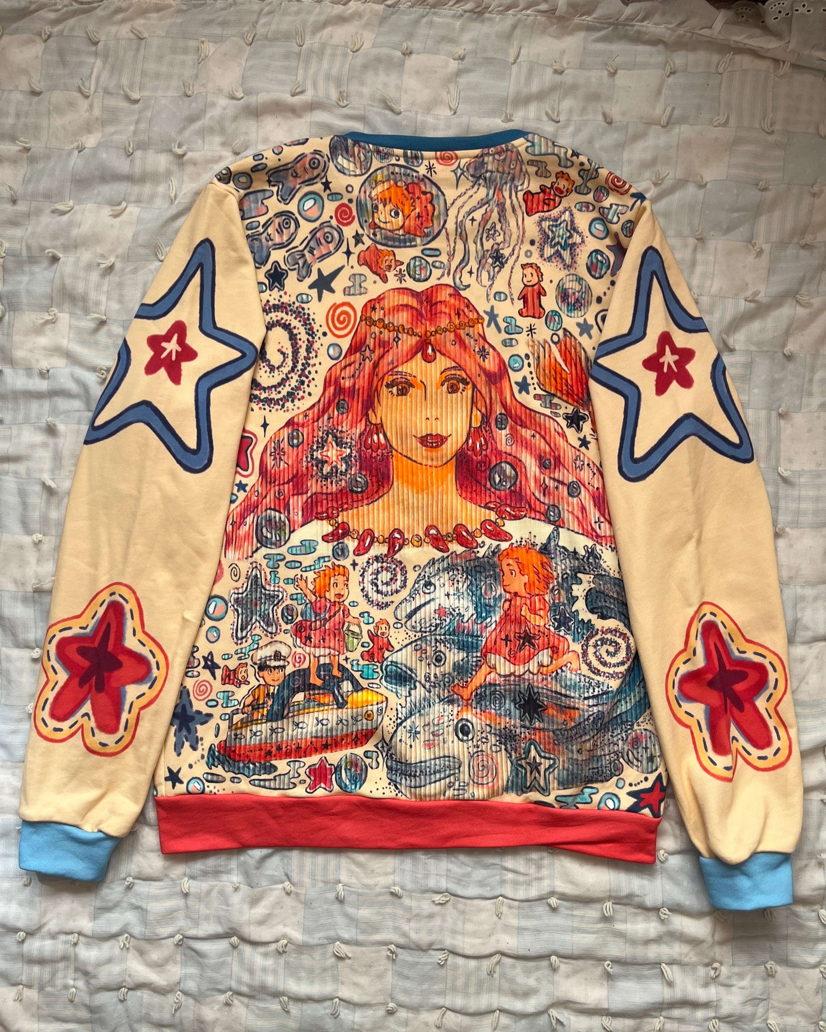 Fishy in the Sea Sweater MISPRINT (M) ~ Beige Sleeves