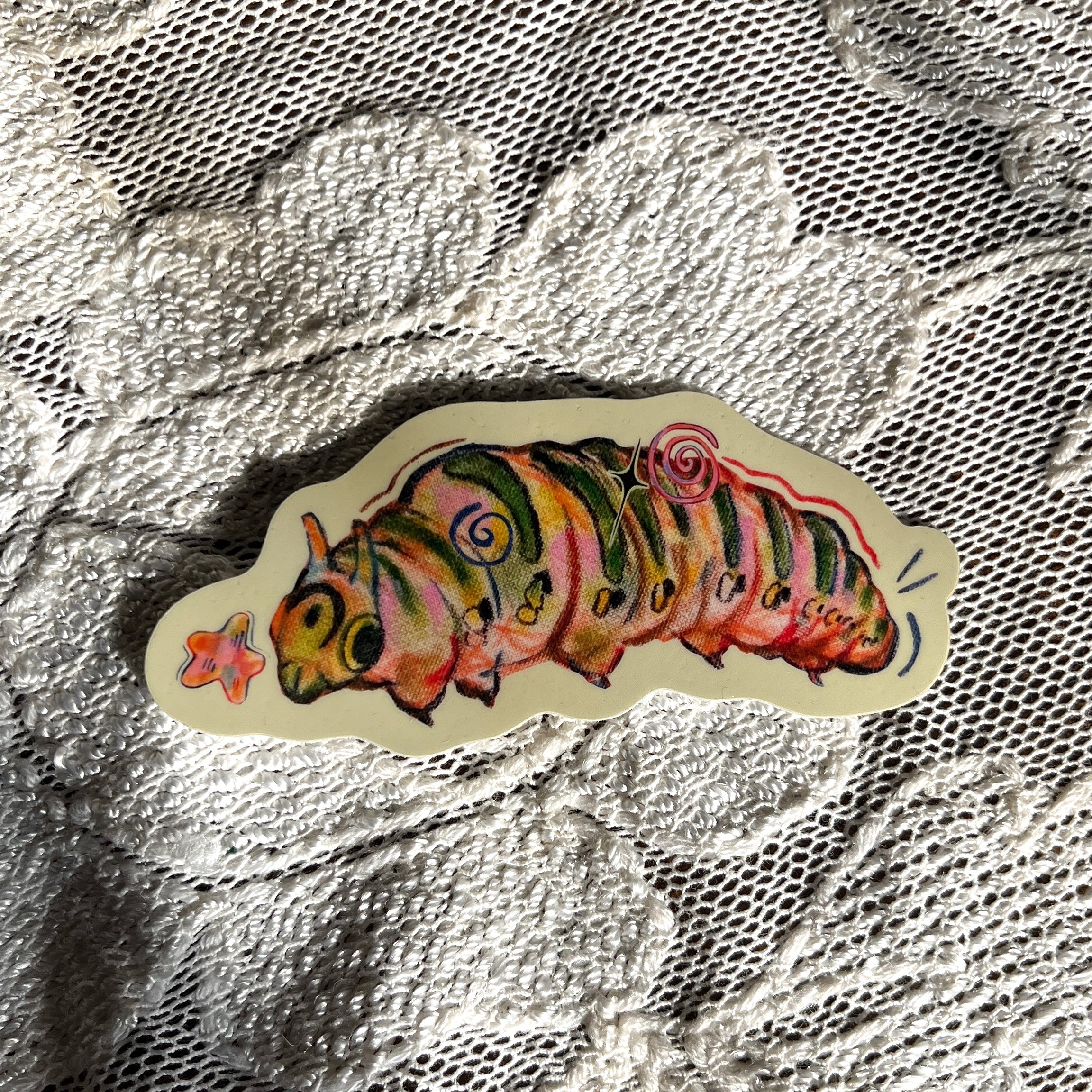 Green Caterpillar Sticker