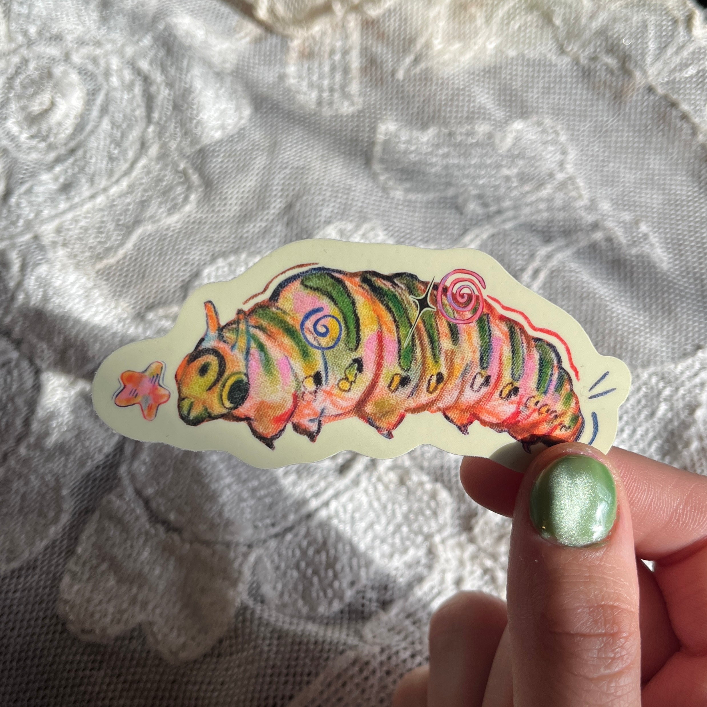 Green Caterpillar Sticker
